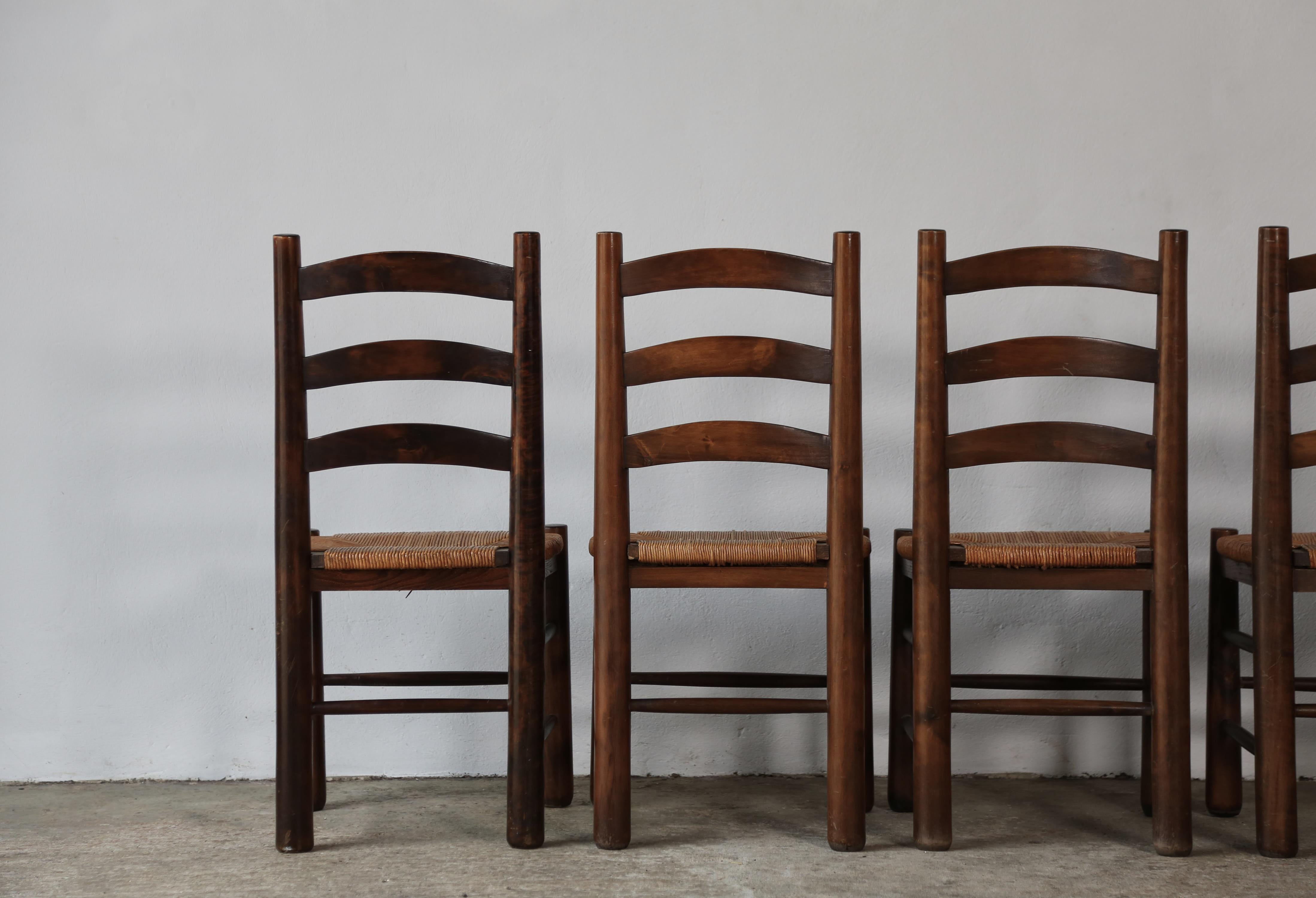 Six chaises de salle à manger Georges Robert, France, années 1960, style Charlotte Perriand en vente 1
