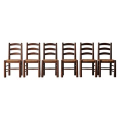 Sechs Georges Robert-Esszimmerstühle, Frankreich, 1960er Jahre, im Stil von Charlotte Perriand