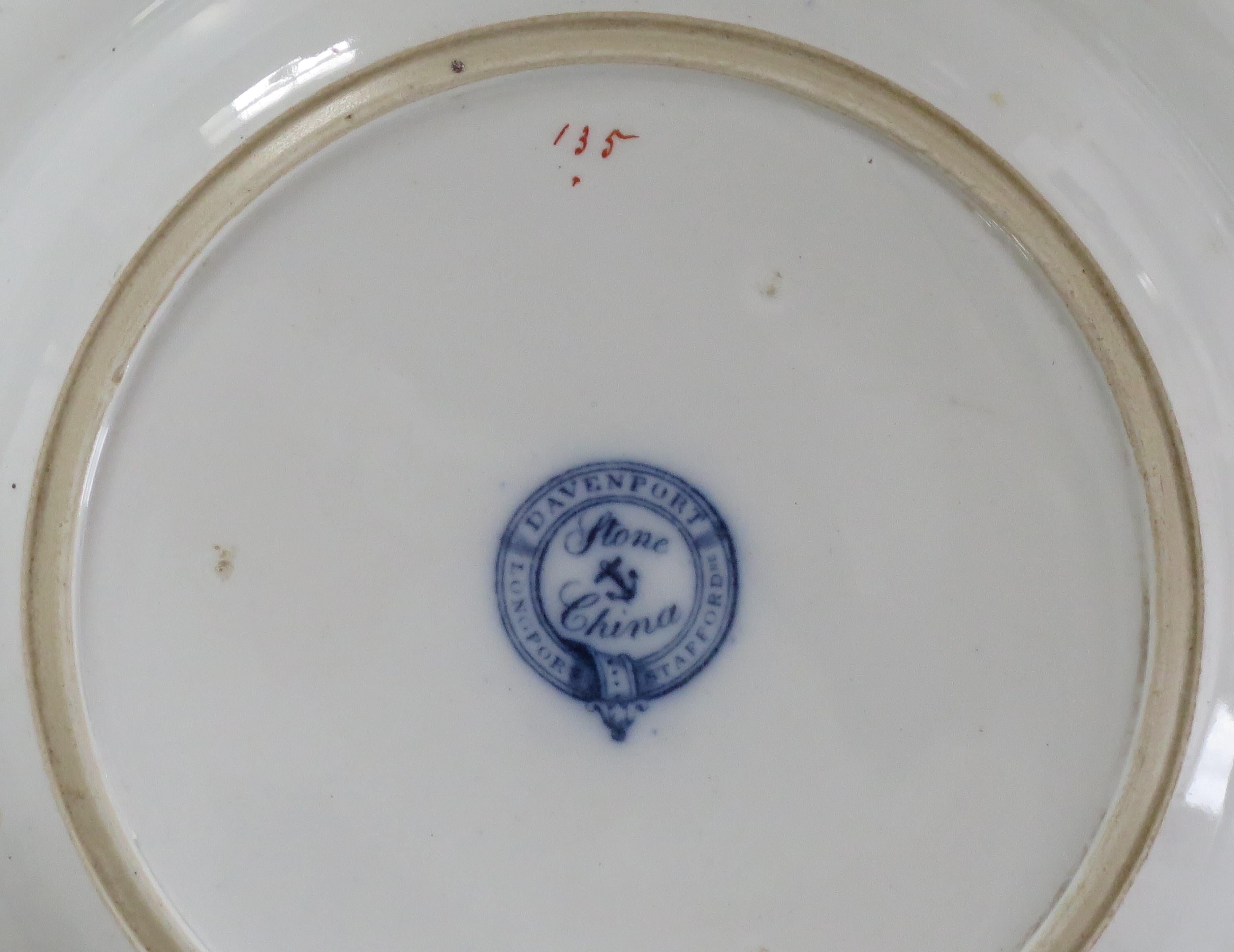 SIX Georgian Davenport Ironstone Soup Bowls or Plates Bamboo Ptn 135, Circa 1815 For Sale 7
