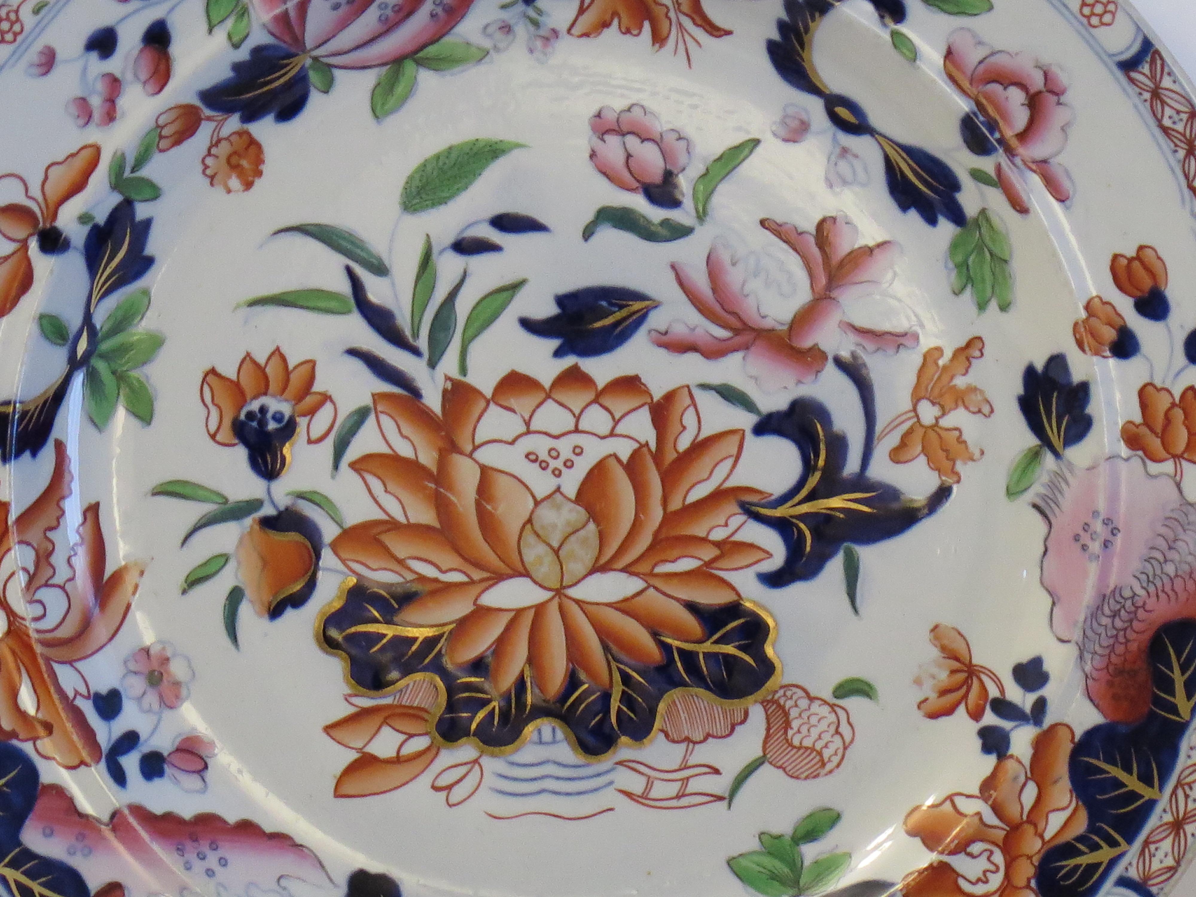 SIX Georgian Hicks & Meigh Ironstone Dinner Plates Water Lily Ptn No.5, Ca 1815 For Sale 1