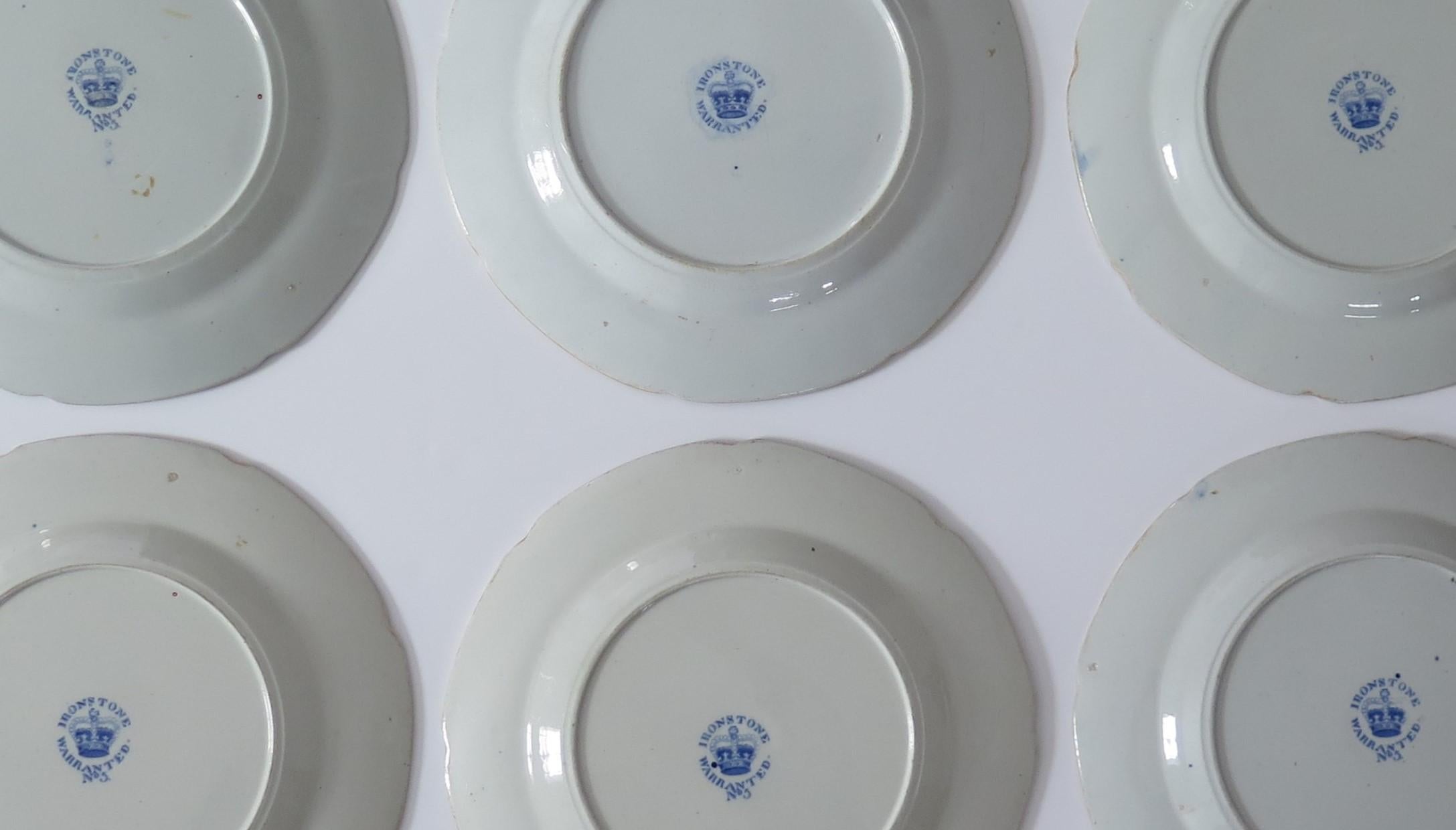 SIX Georgian Hicks & Meigh Ironstone Dinner Plates Water Lily Ptn No.5, Ca 1815 For Sale 4