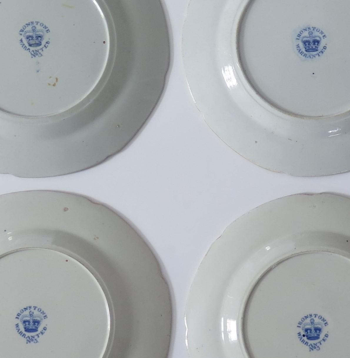 SIX Georgian Hicks & Meigh Ironstone Dinner Plates Water Lily Ptn No.5, Ca 1815 For Sale 5