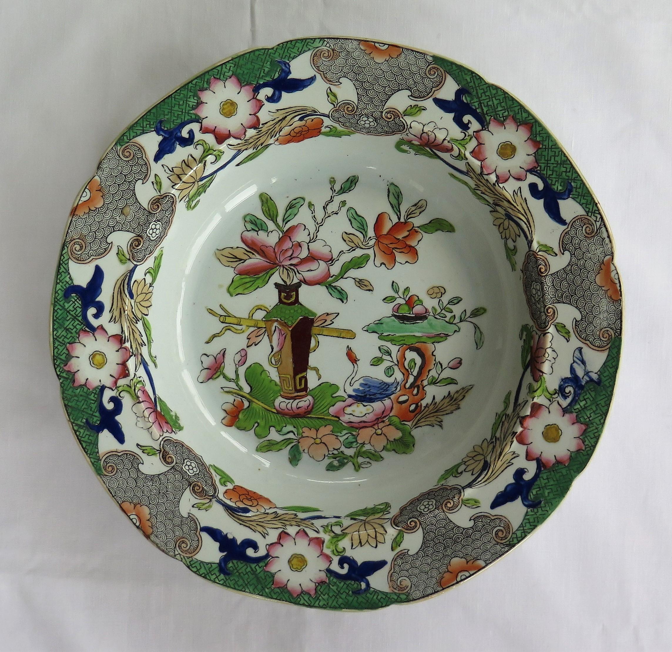 19th Century Six Georgian Mason's Ironstone Soup Bowls or Plates Harlequin Set, circa 1815