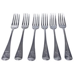 Antique Six Georgian Silver Old English Lunch Dessert Forks London 1809 Crossley 
Smith