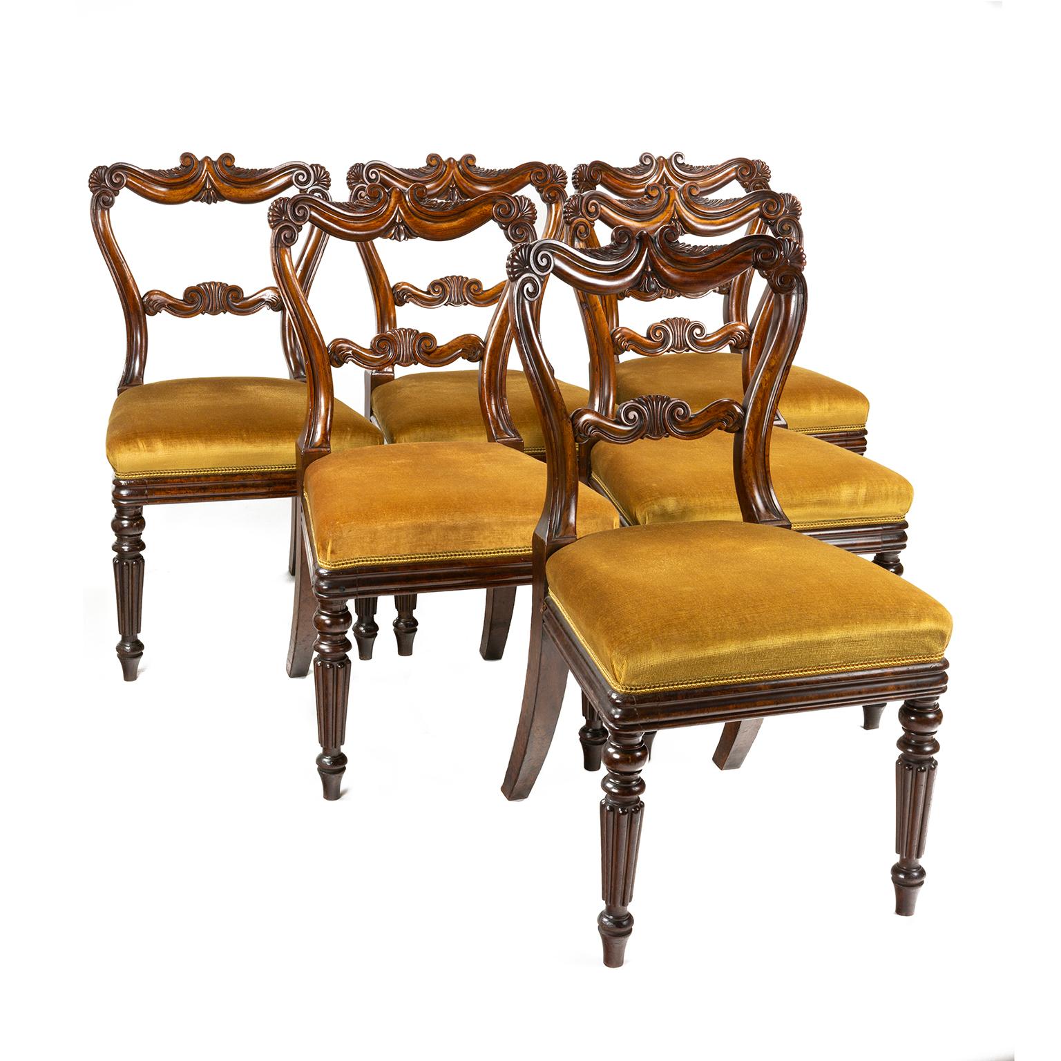 British Six Gillows Regency Rosewood Dining or Side Chairs