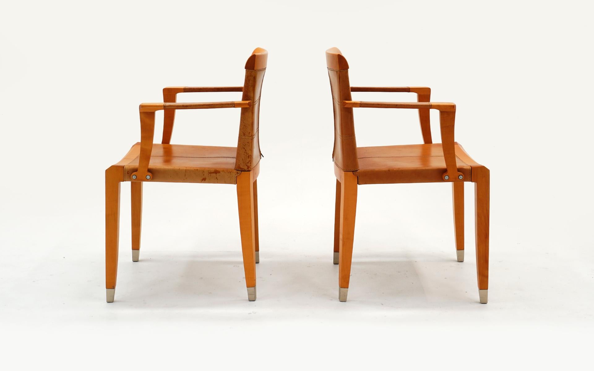 Six Giorgetti Dining Chairs in Cognac Leather 4