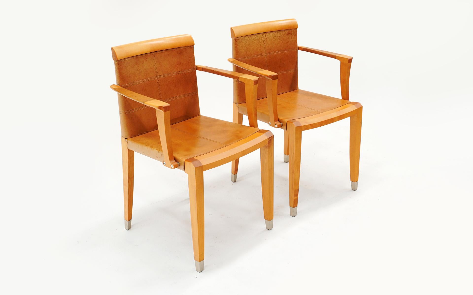 Six Giorgetti Dining Chairs in Cognac Leather 2