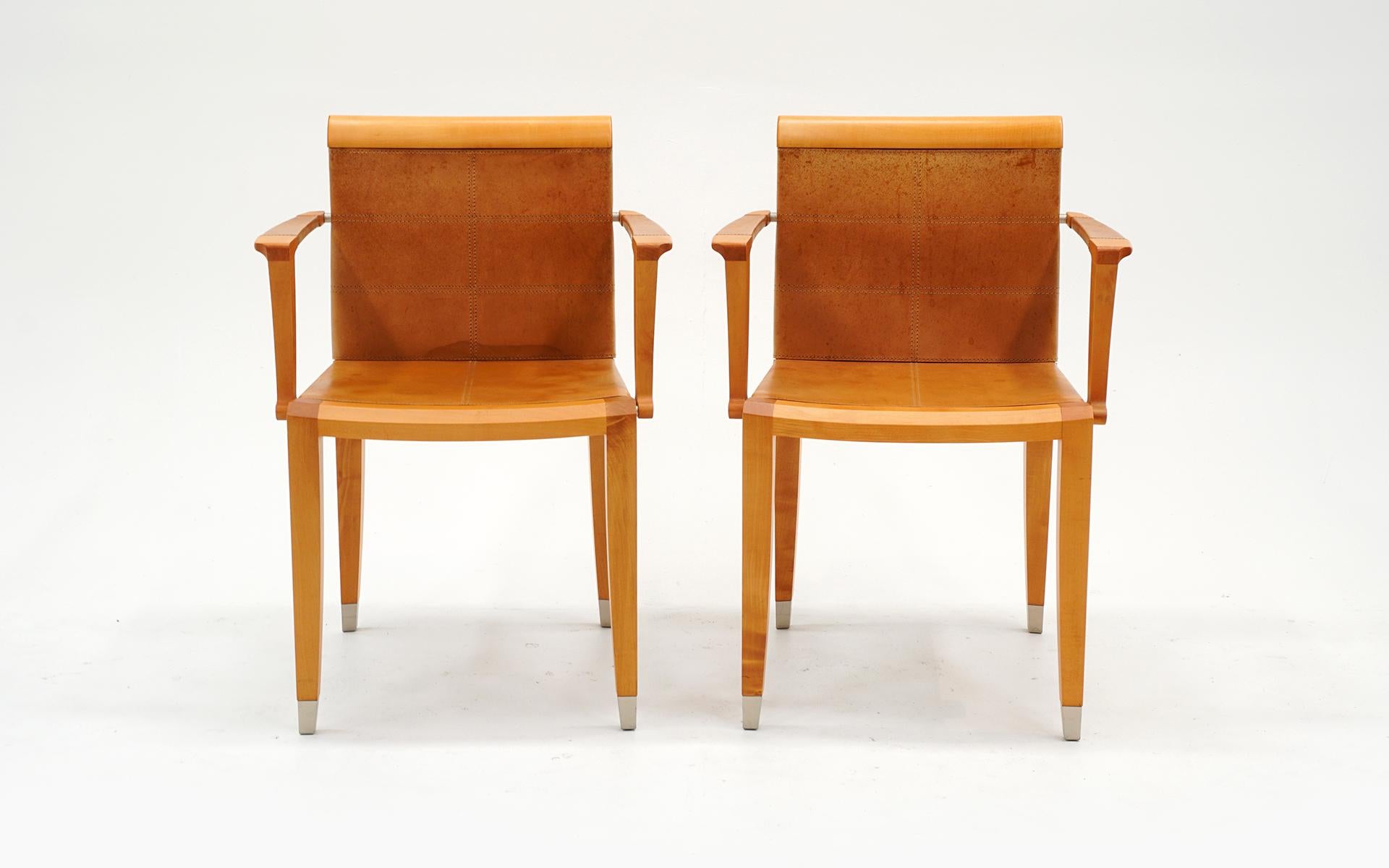 Six Giorgetti Dining Chairs in Cognac Leather 3