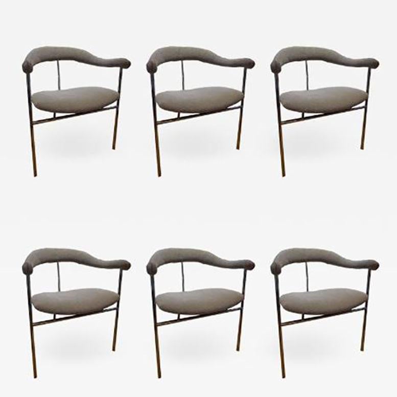 Six Giovanni Saporiti Italian Chrome Framed Dining Room Chairs, 1990s 3
