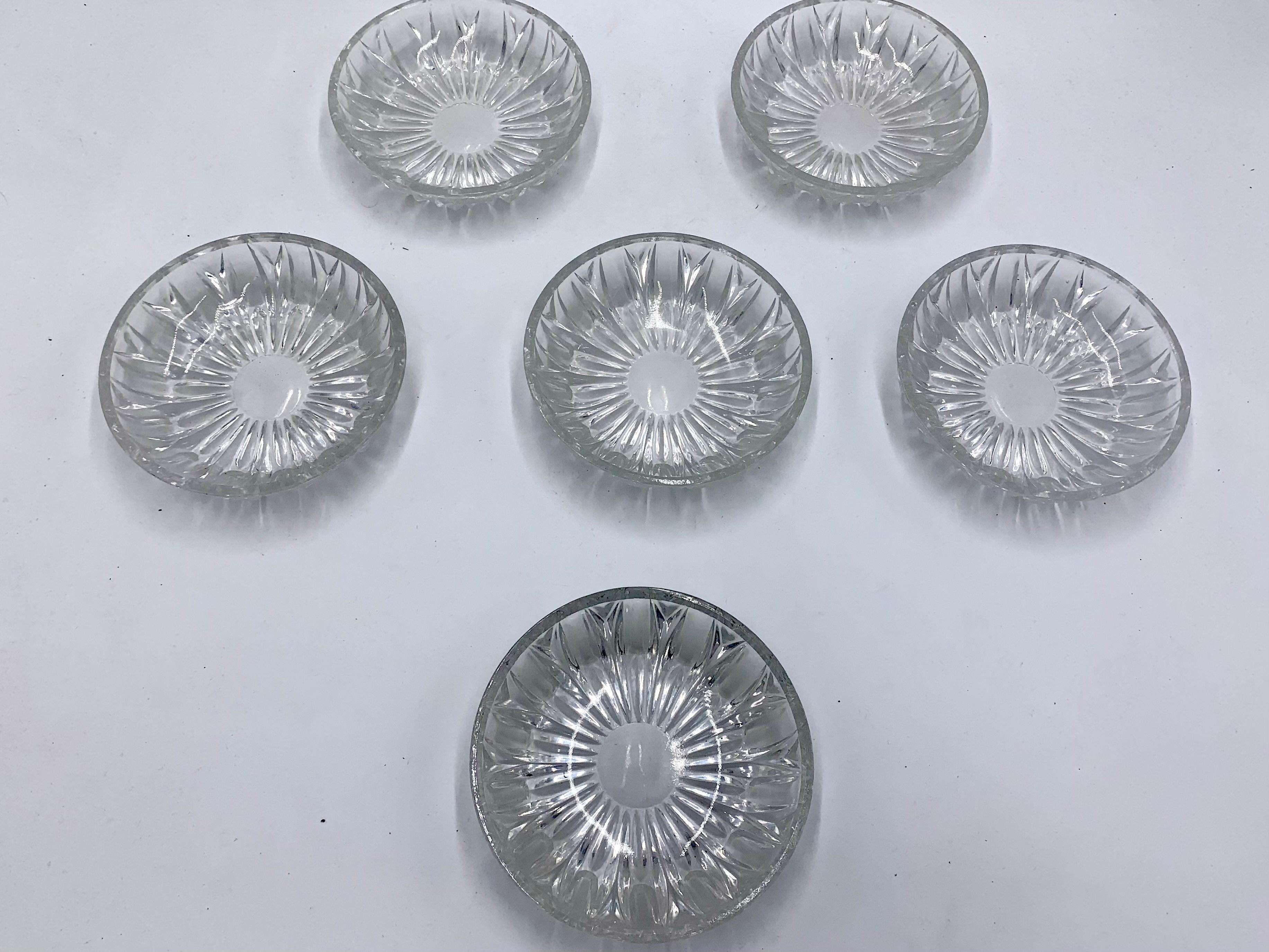 Mid-Century Modern Six Glass Small Coasters, Poland, 1960s For Sale