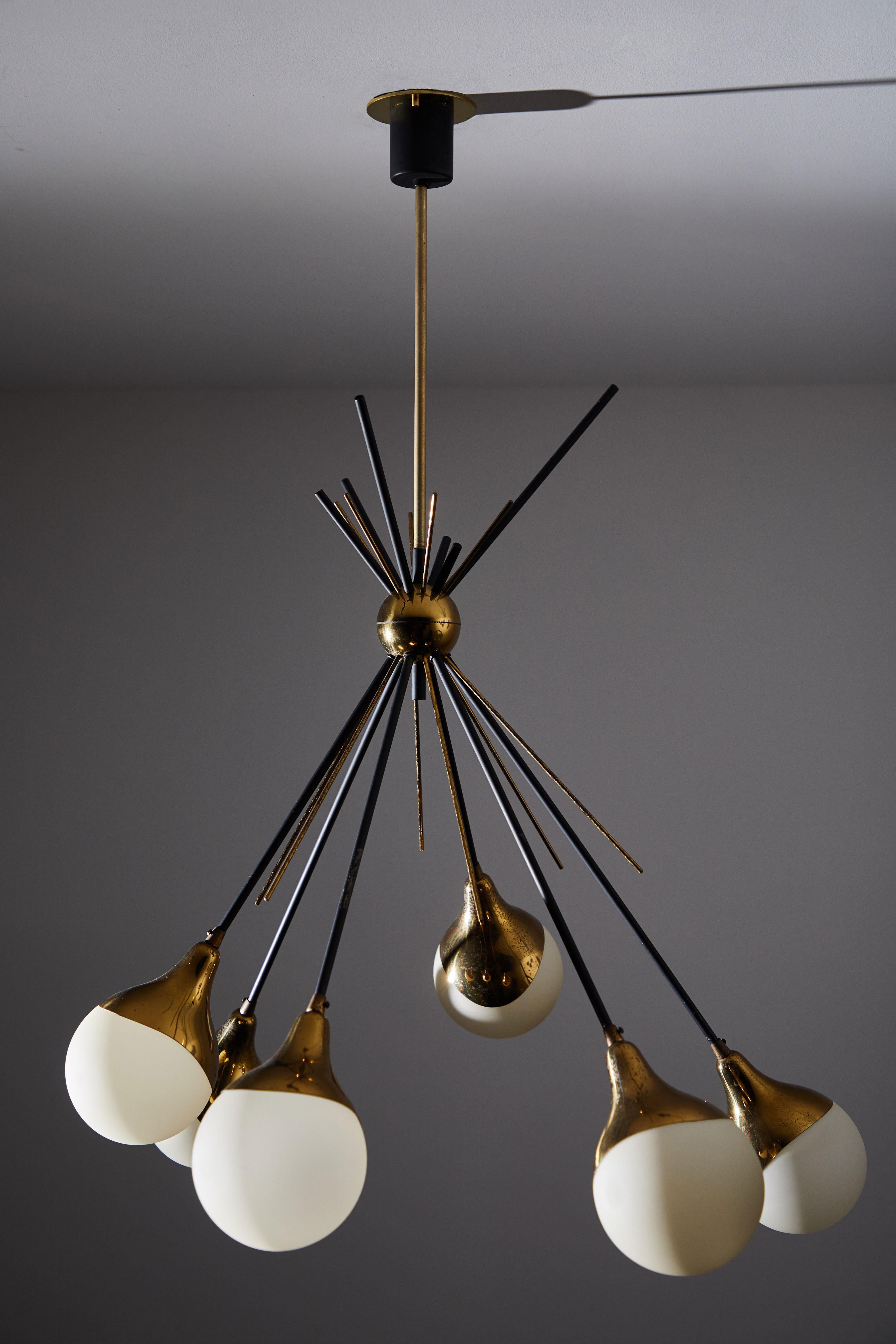 Six Globe Chandelier by Stilnovo In Good Condition In Los Angeles, CA