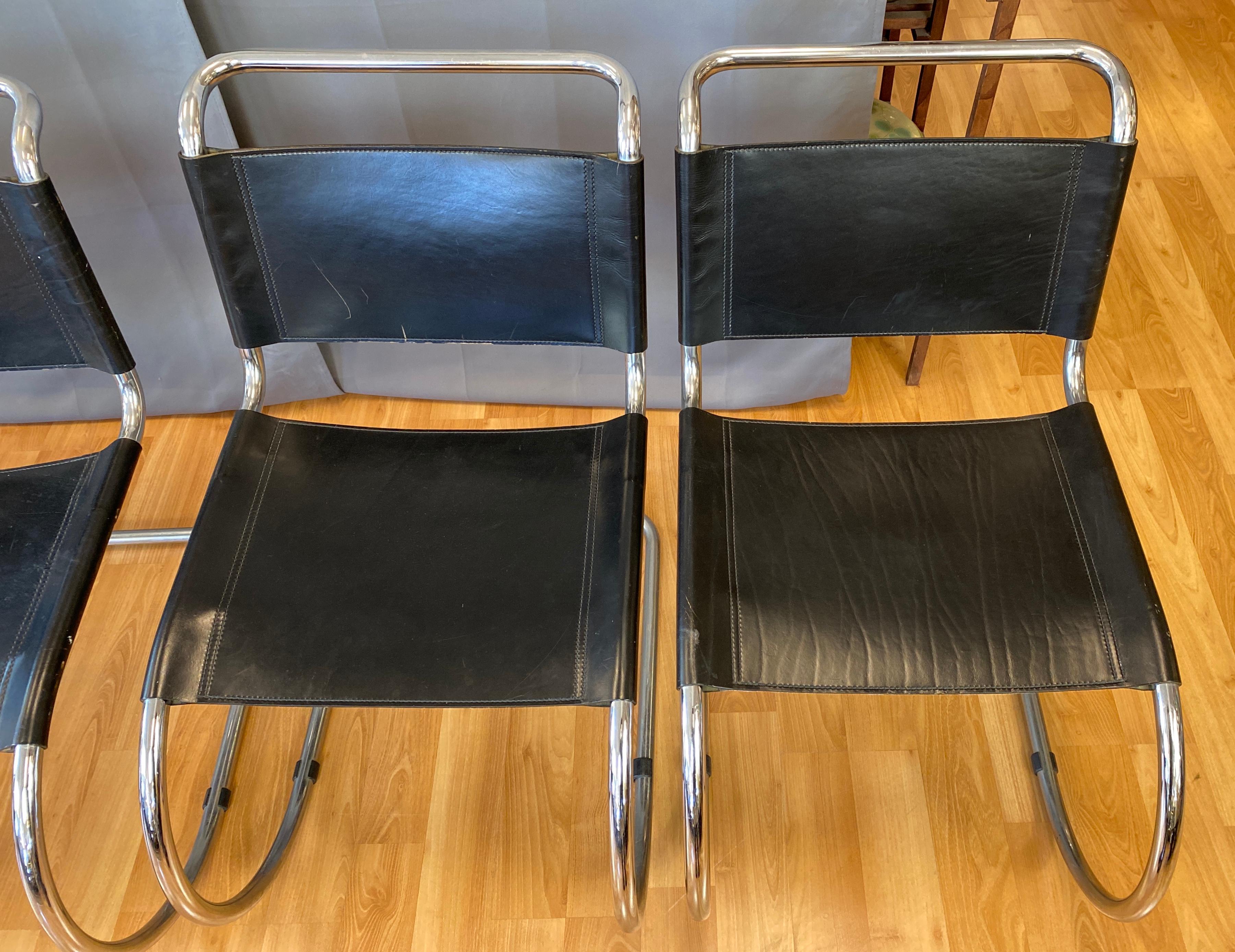 Six Gordon International Ludwig Mies van der Rohe Designed MR Chair Armless In Good Condition In San Francisco, CA