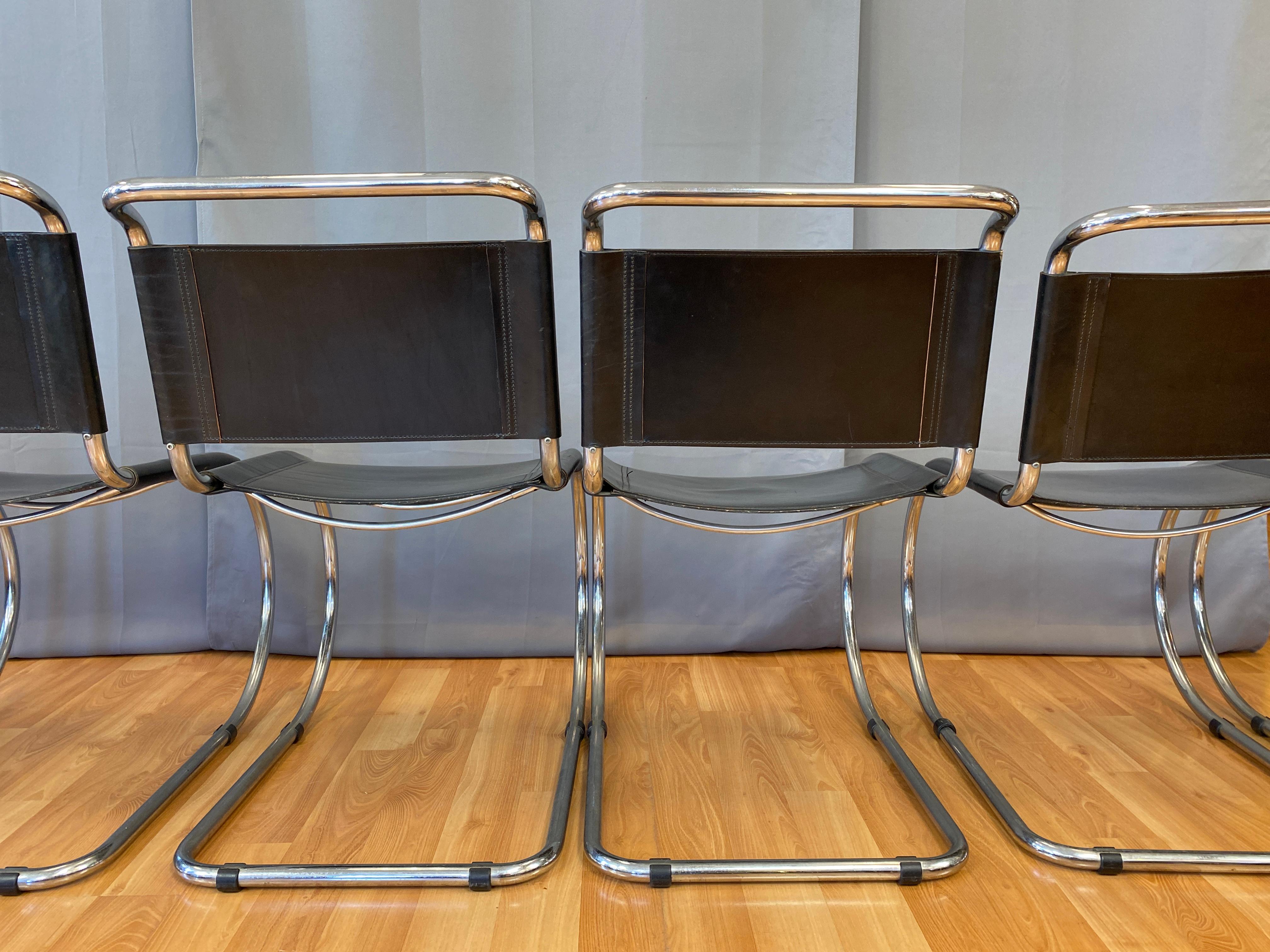 Metal Six Gordon International Ludwig Mies van der Rohe Designed MR Chair Armless