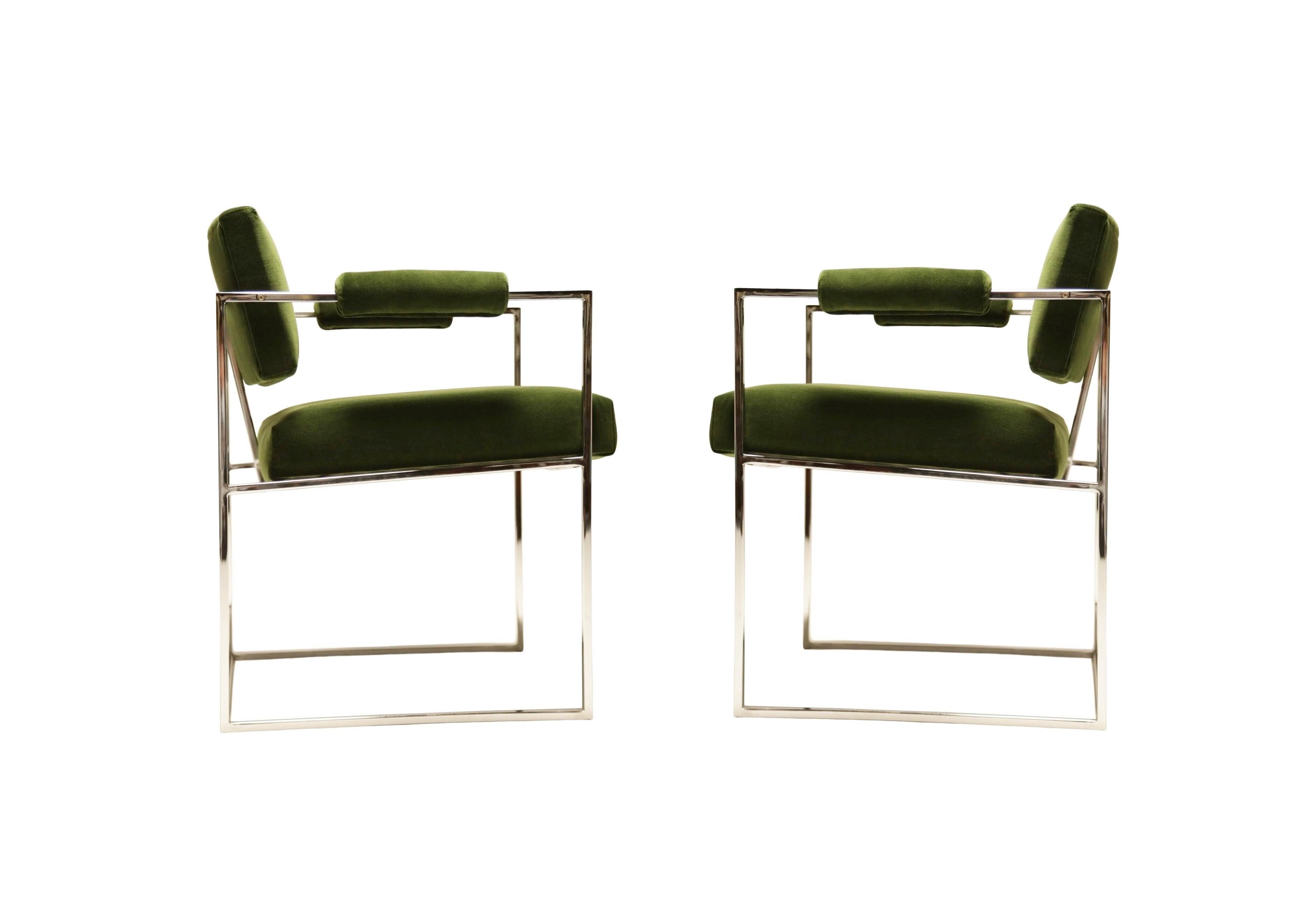 Sechs grüne Milo Baughman „Thin Line“ Esszimmerstühle für Thayer Coggin (Ende des 20. Jahrhunderts) im Angebot