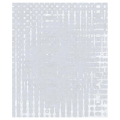Six Grey, Traditional Bedroom Hand Knotted Wool Tencel Linen Allo Rug, in Stock