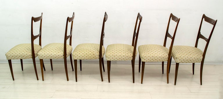 Six Guglielmo Ulrich Mid-Century Modern Italian Walnut Dining Chairs, 1950s In Good Condition For Sale In Cerignola, Puglia