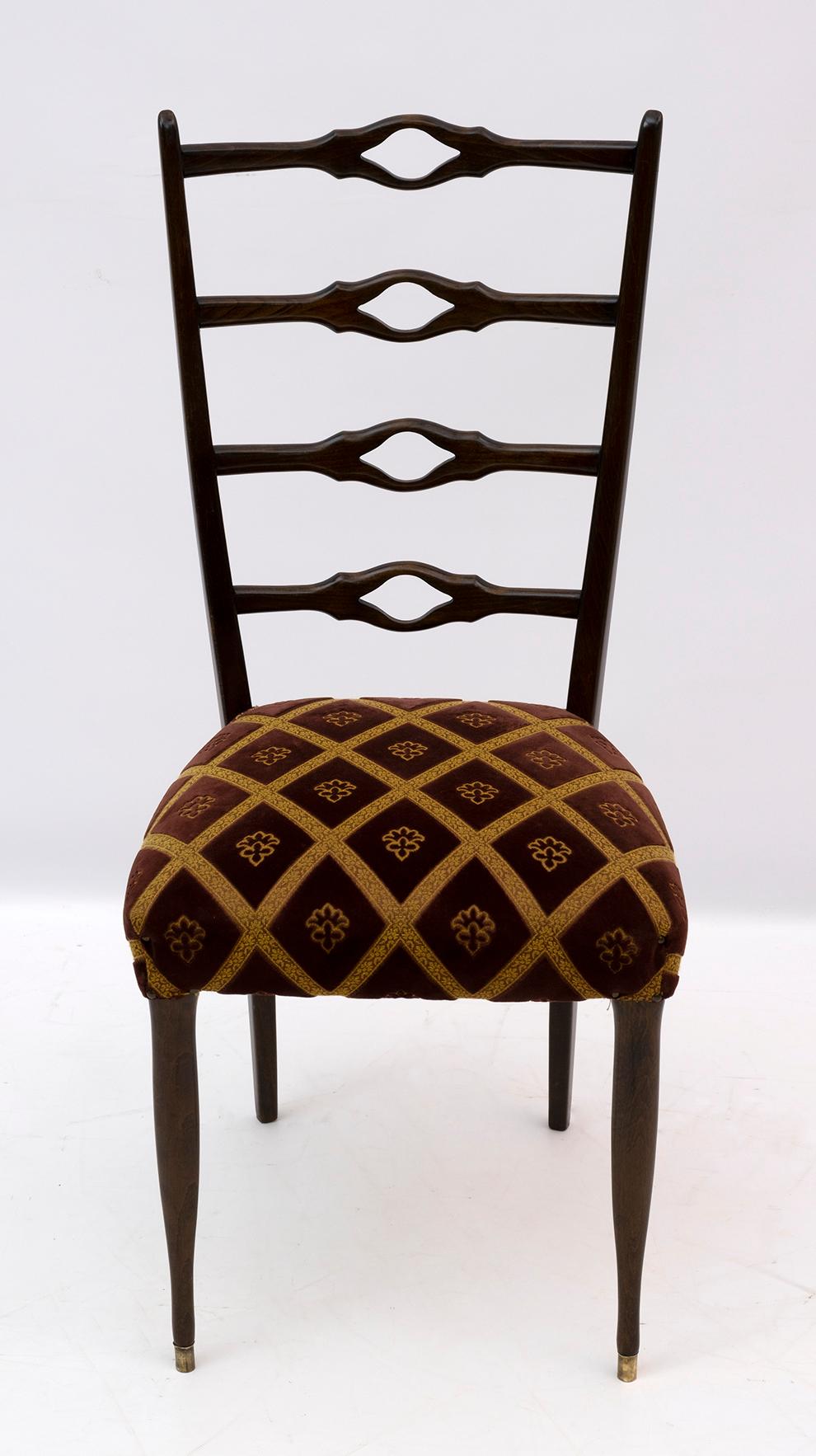 Six Guglielmo Ulrich Mid-Century Modern Italian Walnut Dining Chairs, 1950s For Sale 3