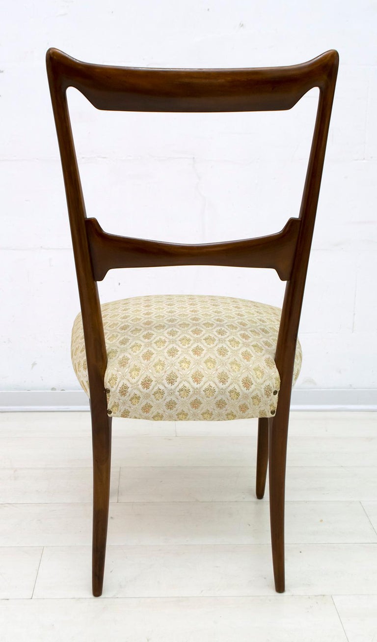 Six Guglielmo Ulrich Mid-Century Modern Italian Walnut Dining Chairs, 1950s For Sale 3