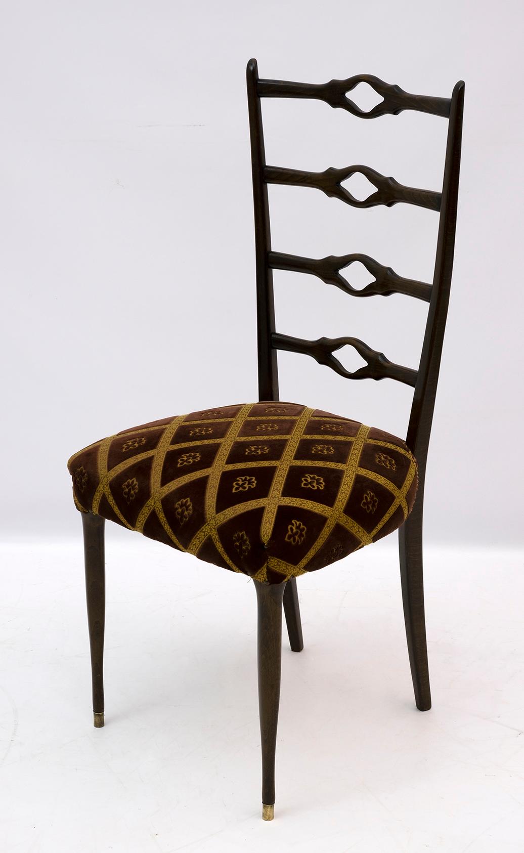 Six Guglielmo Ulrich Mid-Century Modern Italian Walnut Dining Chairs, 1950s For Sale 4