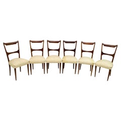 Six Guglielmo Ulrich Mid-Century Modern Italian Walnut Dining Chairs, 1950s