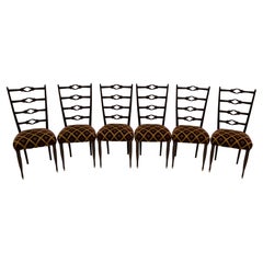 Six Guglielmo Ulrich Mid-Century Modern Italian Walnut Dining Chairs, 1950s