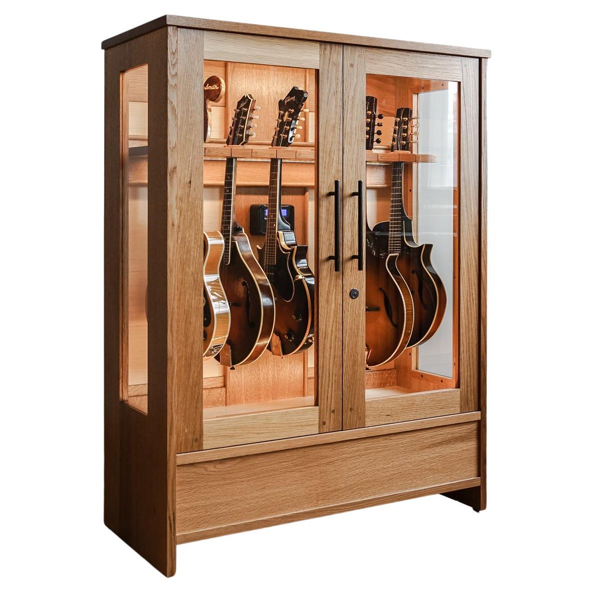 Mandolin & Violin Display Case with Built-In Humidifier For Sale
