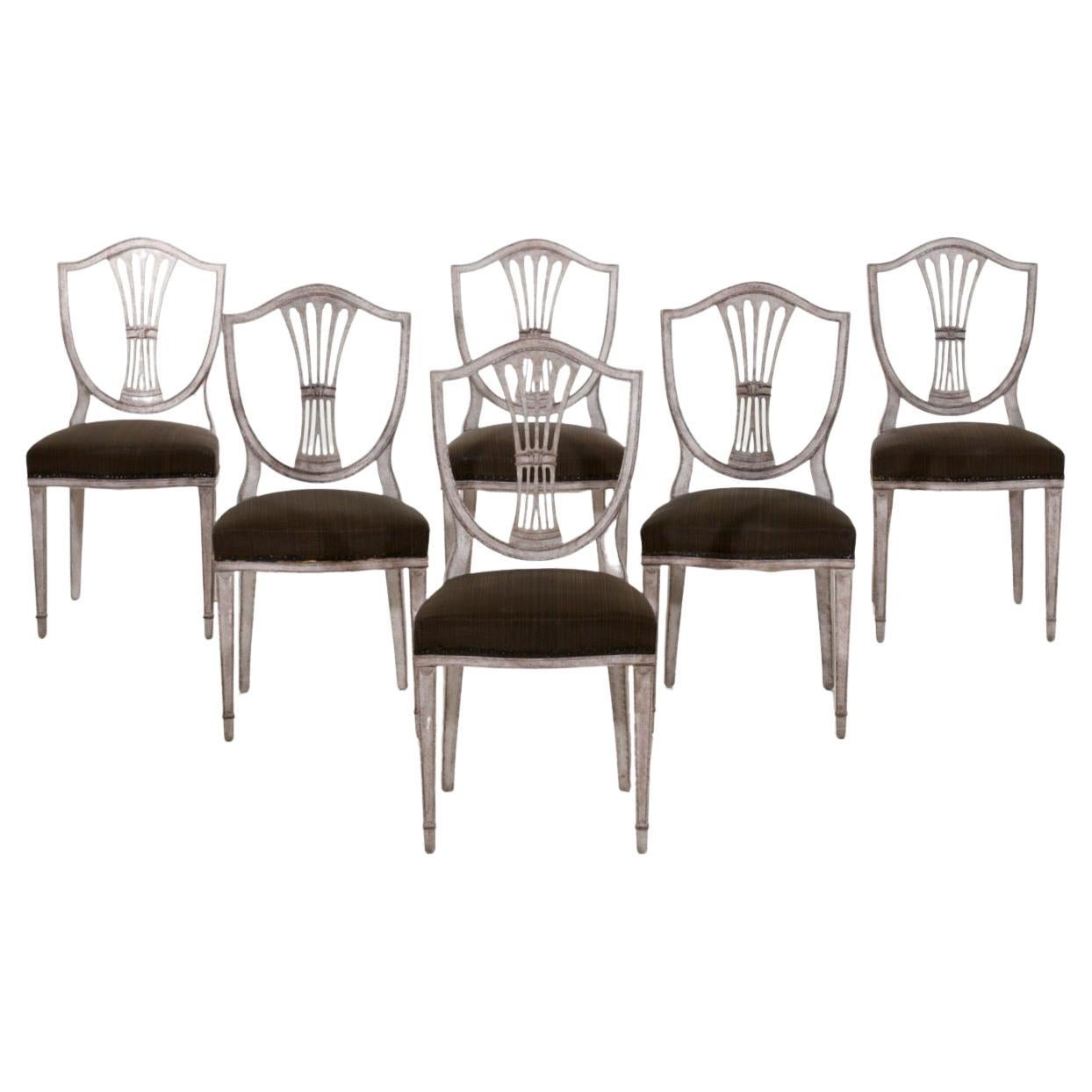 Six Gustavian Style Chairs, 20th C For Sale