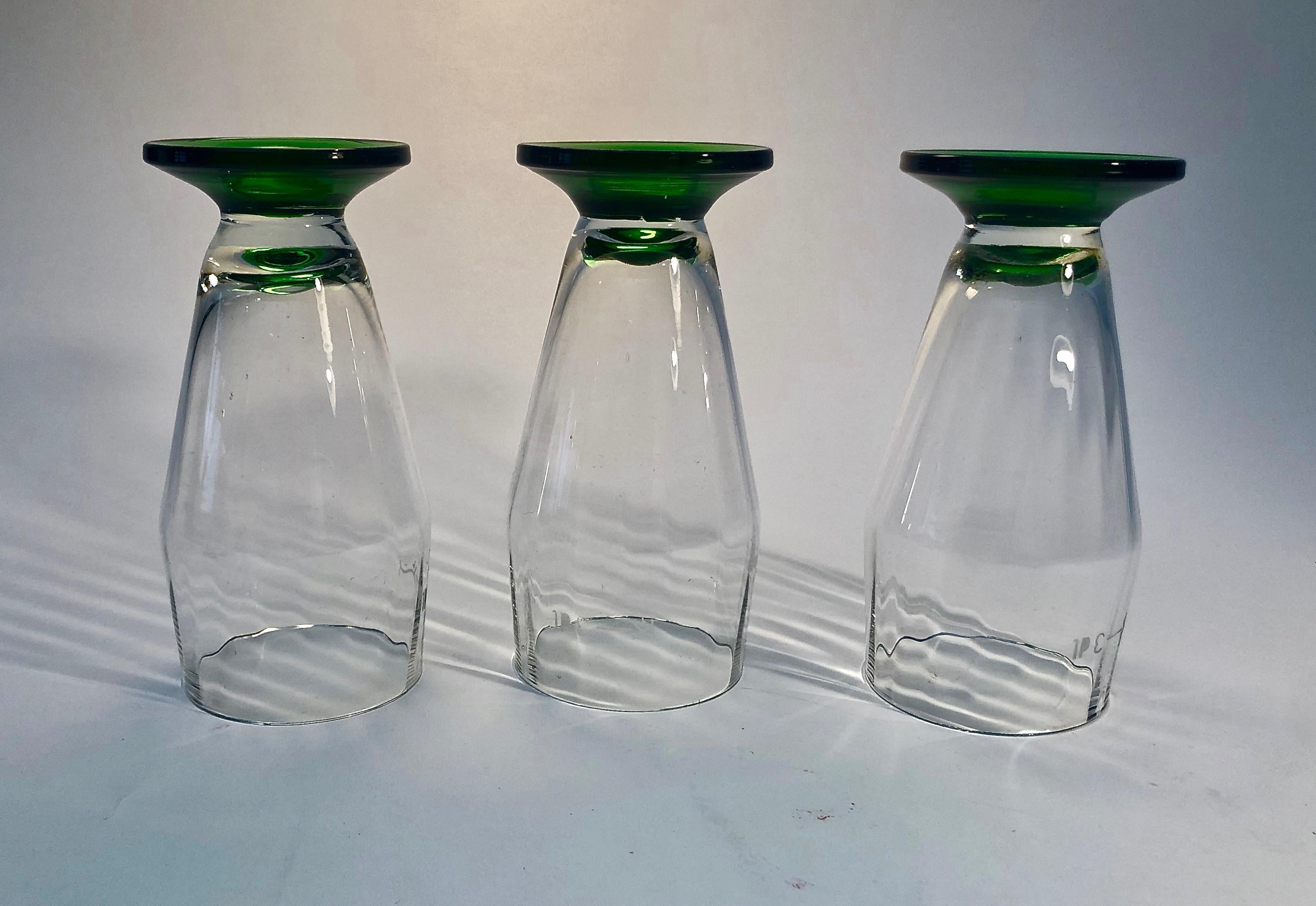 Seis vasos de cerveza soplados a mano de Checoslovaquia, años 20 Hecho a mano en venta