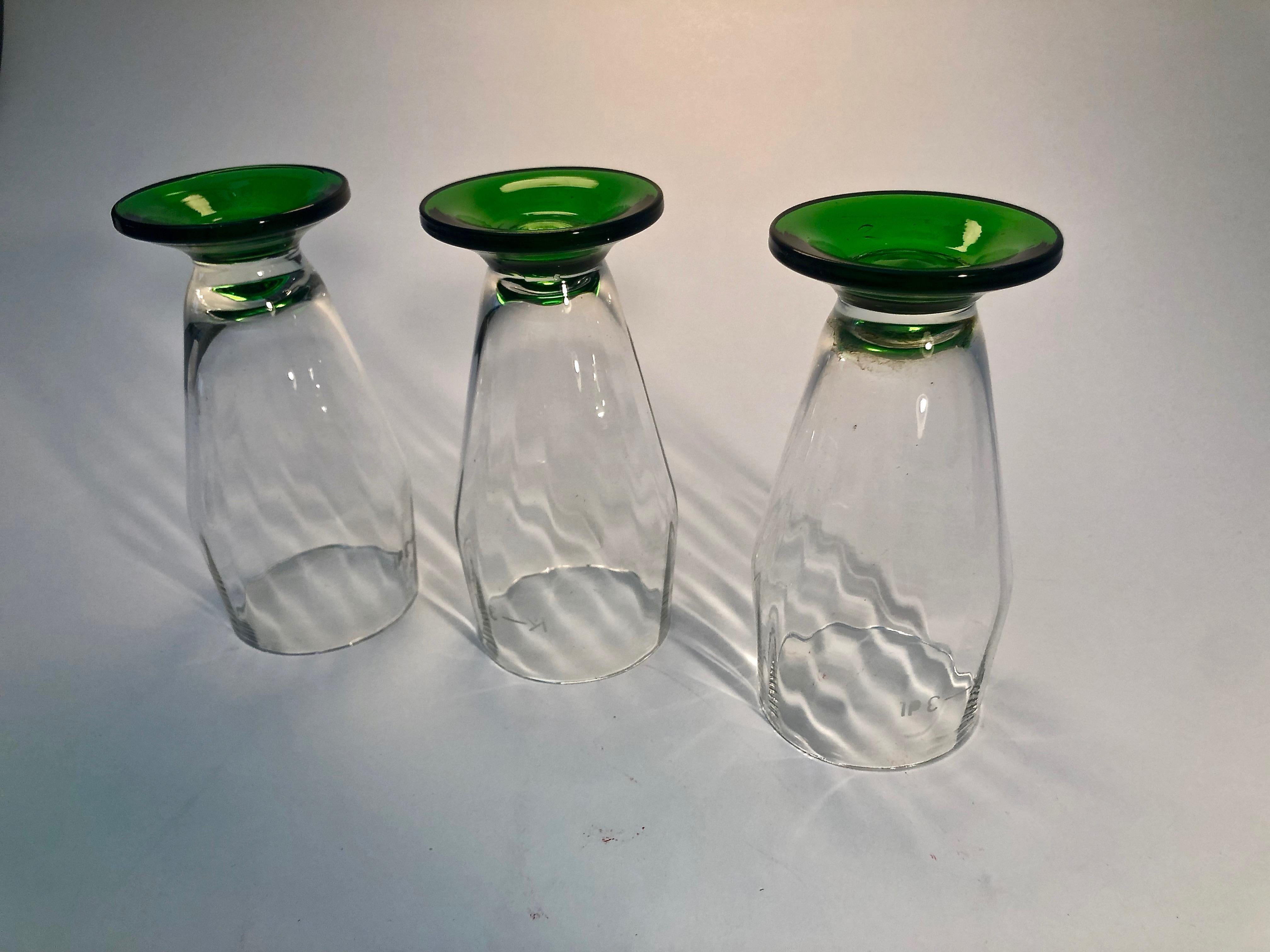 Seis vasos de cerveza soplados a mano de Checoslovaquia, años 20 principios del siglo XX en venta