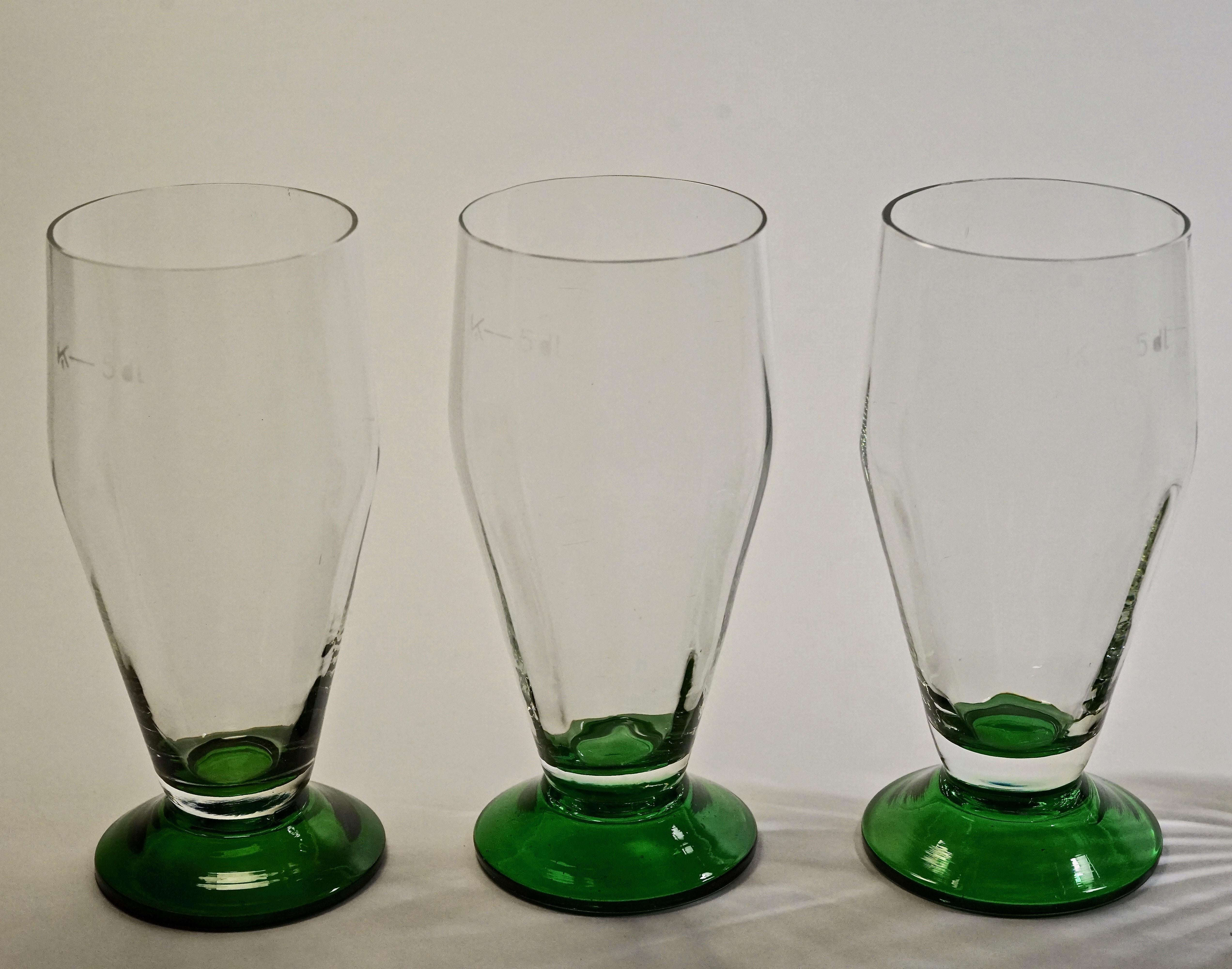 Seis, Soplado a mano,  Vasos de cerveza de los años 20, Checoslovaquia en venta 3