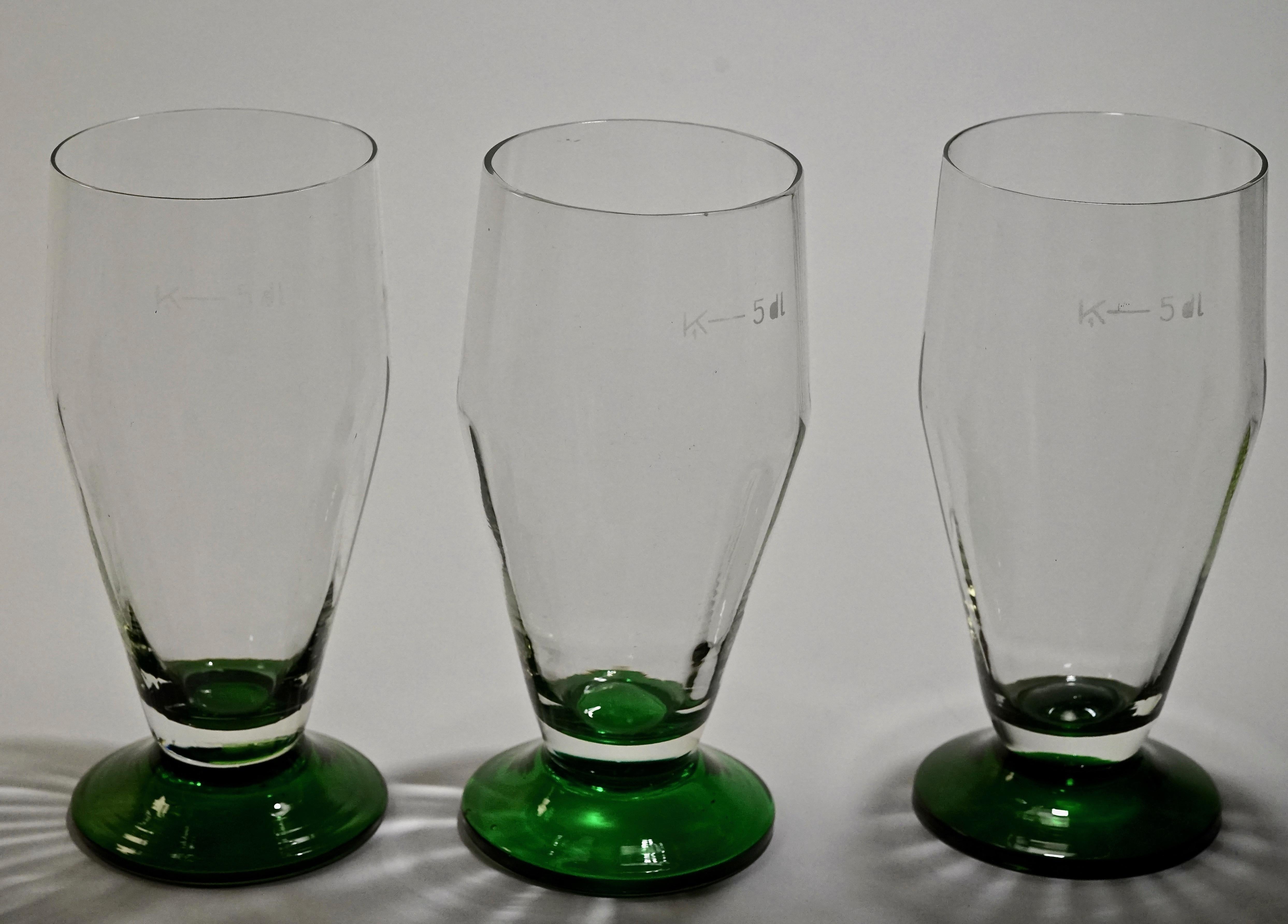 Seis, Soplado a mano,  Vasos de cerveza de los años 20, Checoslovaquia en venta 4