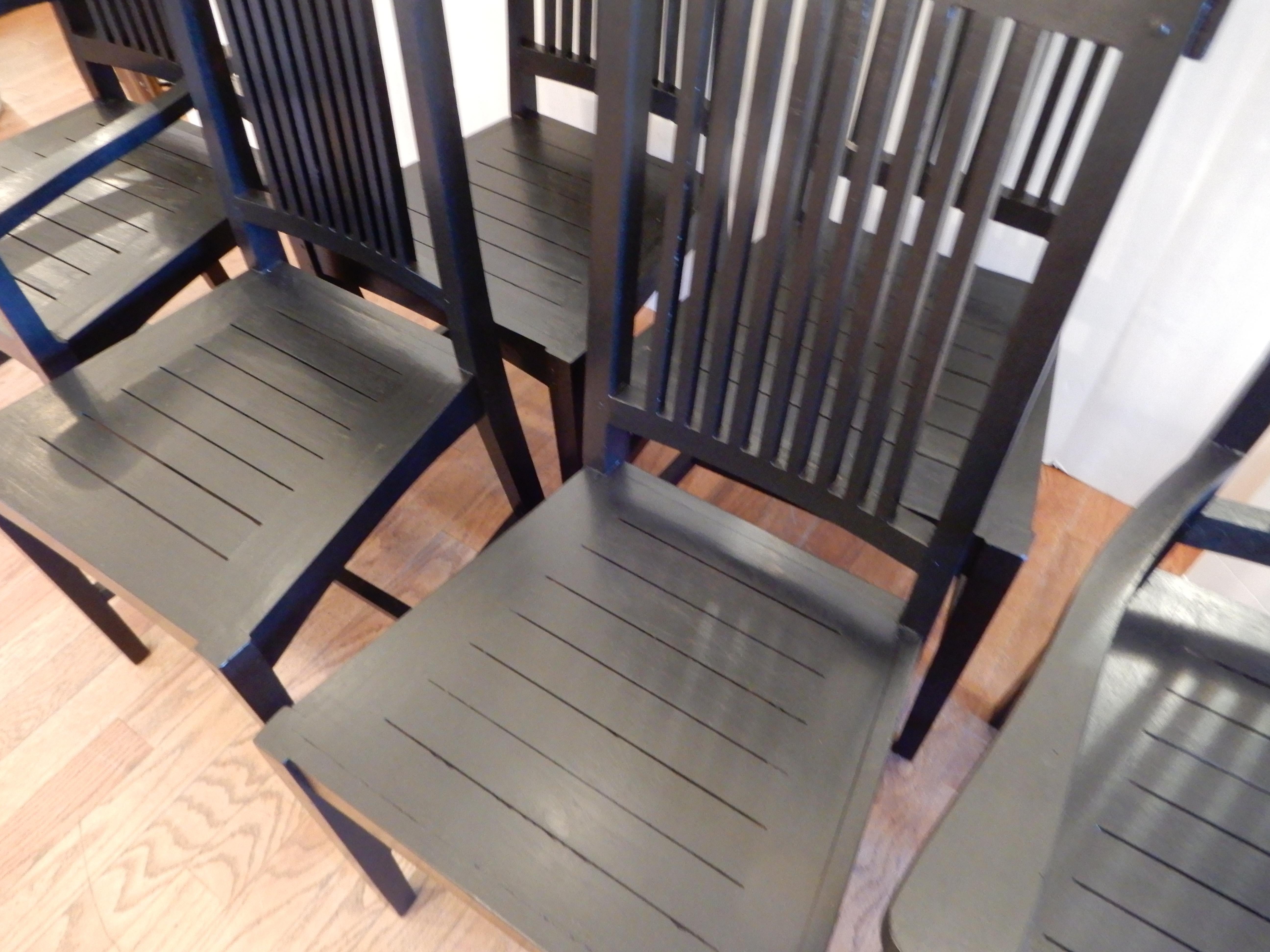 Six Hand Made  Arts & Crafts Dinning Chairs by Studio Artist David Smith USA For Sale 1