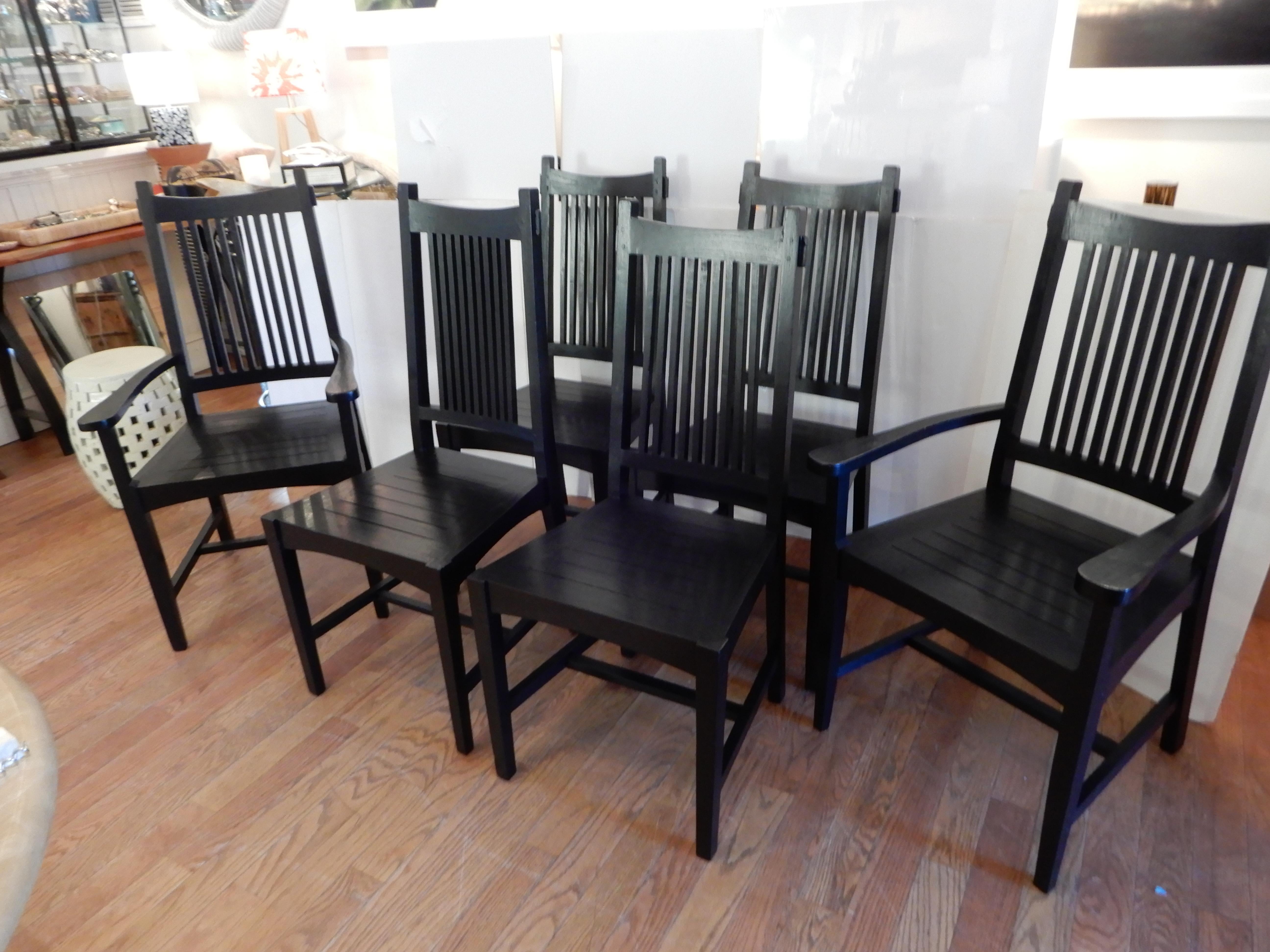Six Hand Made  Arts & Crafts Dinning Chairs by Studio Artist David Smith USA For Sale 5