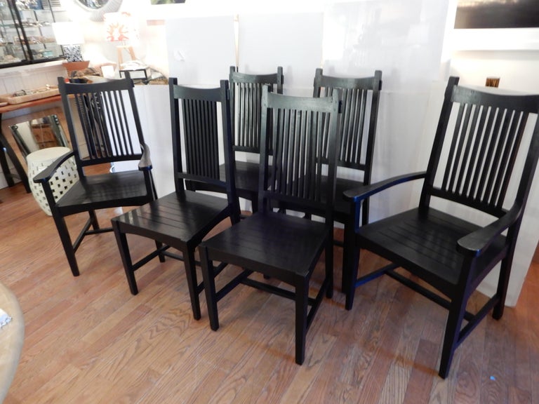 Six Hand Made  Arts & Crafts Dinning Chairs by Studio Artist David Smith USA For Sale 7