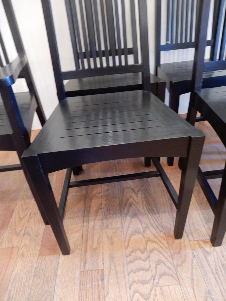 Wood Six Hand Made  Arts & Crafts Dinning Chairs by Studio Artist David Smith USA For Sale