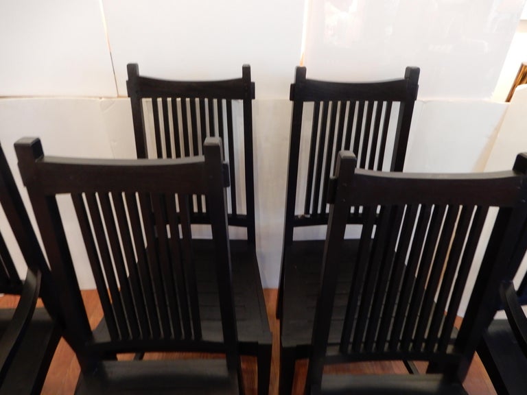 Six Hand Made  Arts & Crafts Dinning Chairs by Studio Artist David Smith USA For Sale 1