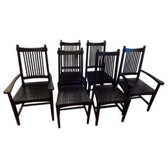 Six Hand Made  Arts & Crafts Dinning Chairs by Studio Artist David Smith USA