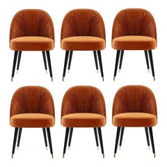 Juego de 6 sillas de comedor de terciopelo de alta resistencia, plisadas a mano