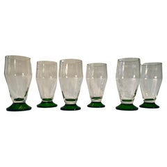 Seis vasos de cerveza soplados a mano fabricados en Checoslovaquia en la década de 1920