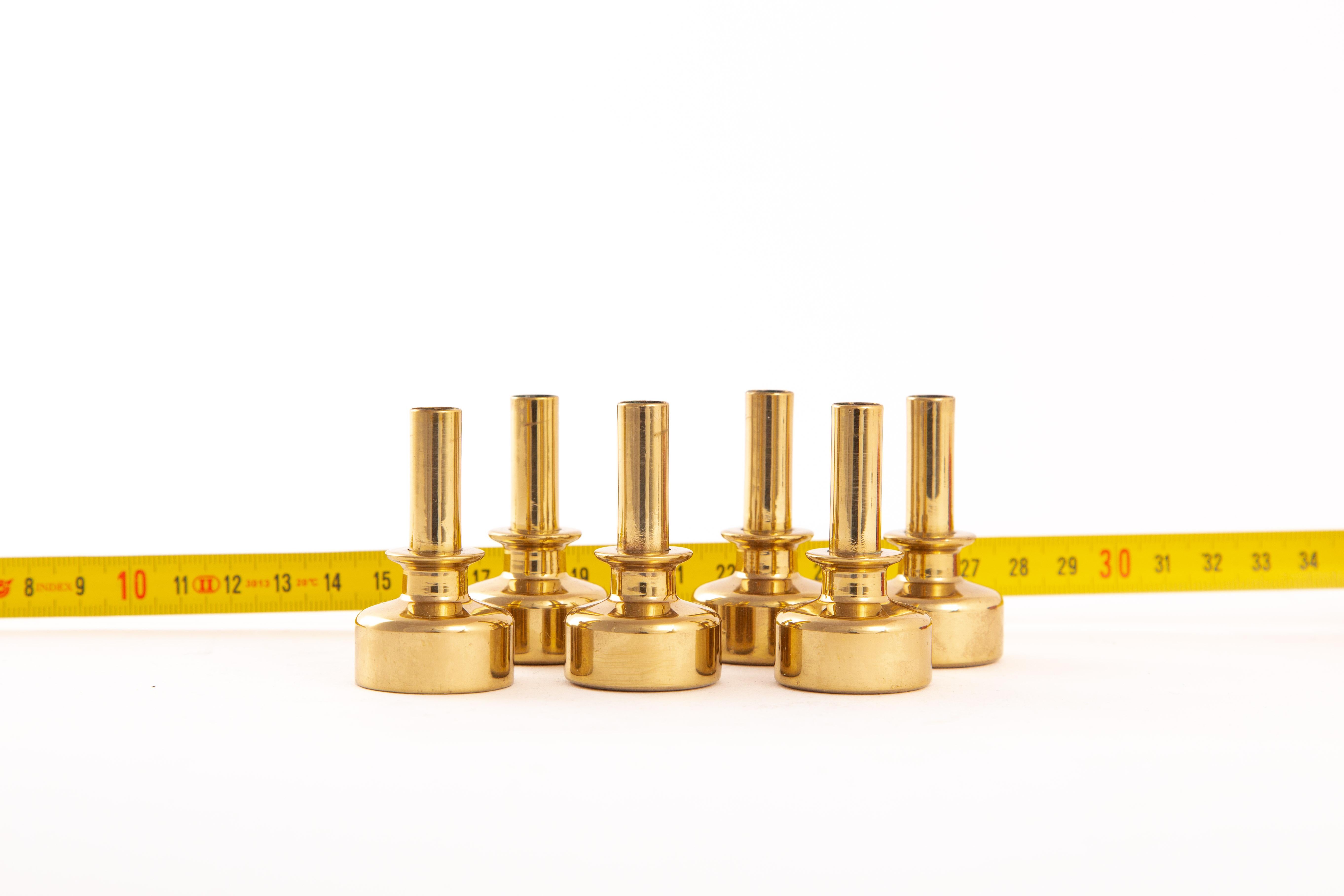 Swedish Six Hans-Agne Jakobsson Candles in Brass