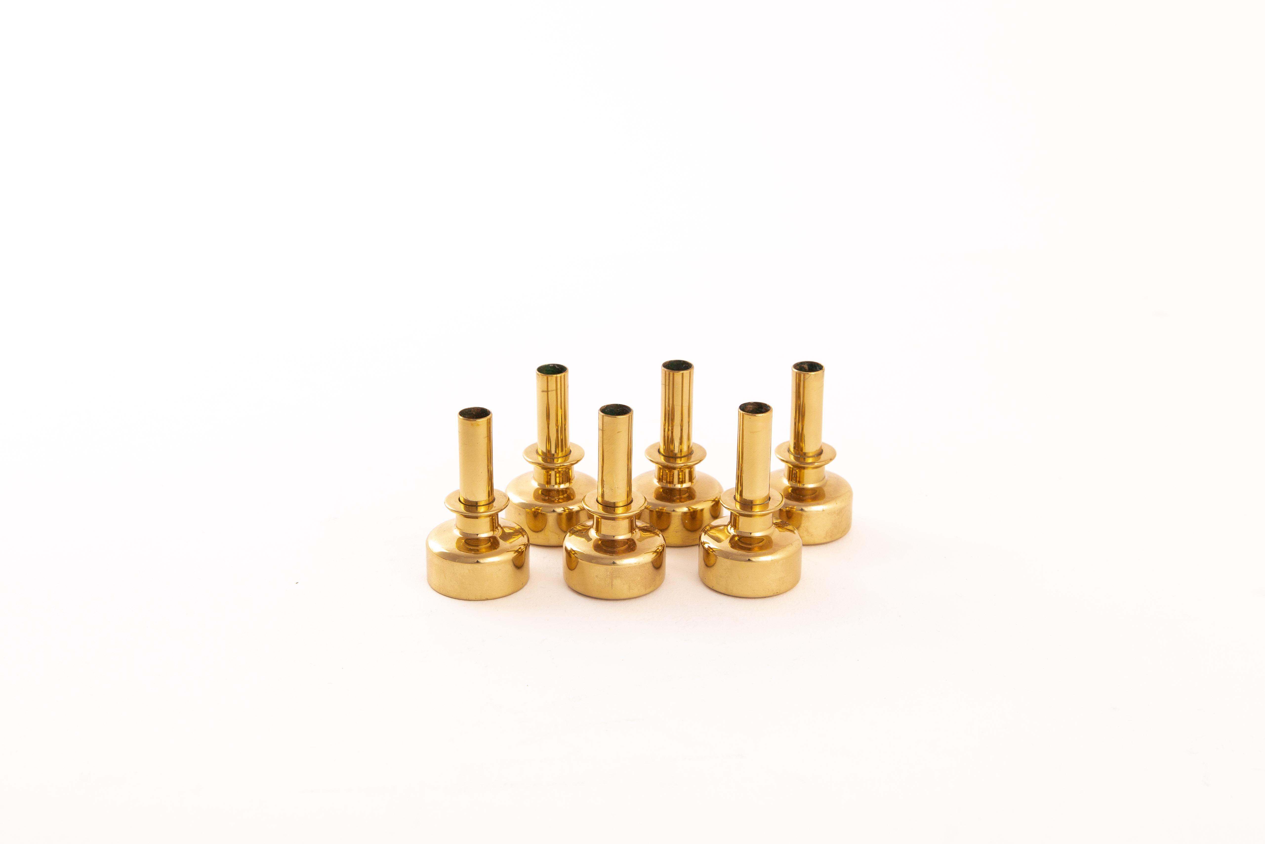 Mid-20th Century Six Hans-Agne Jakobsson Candles in Brass
