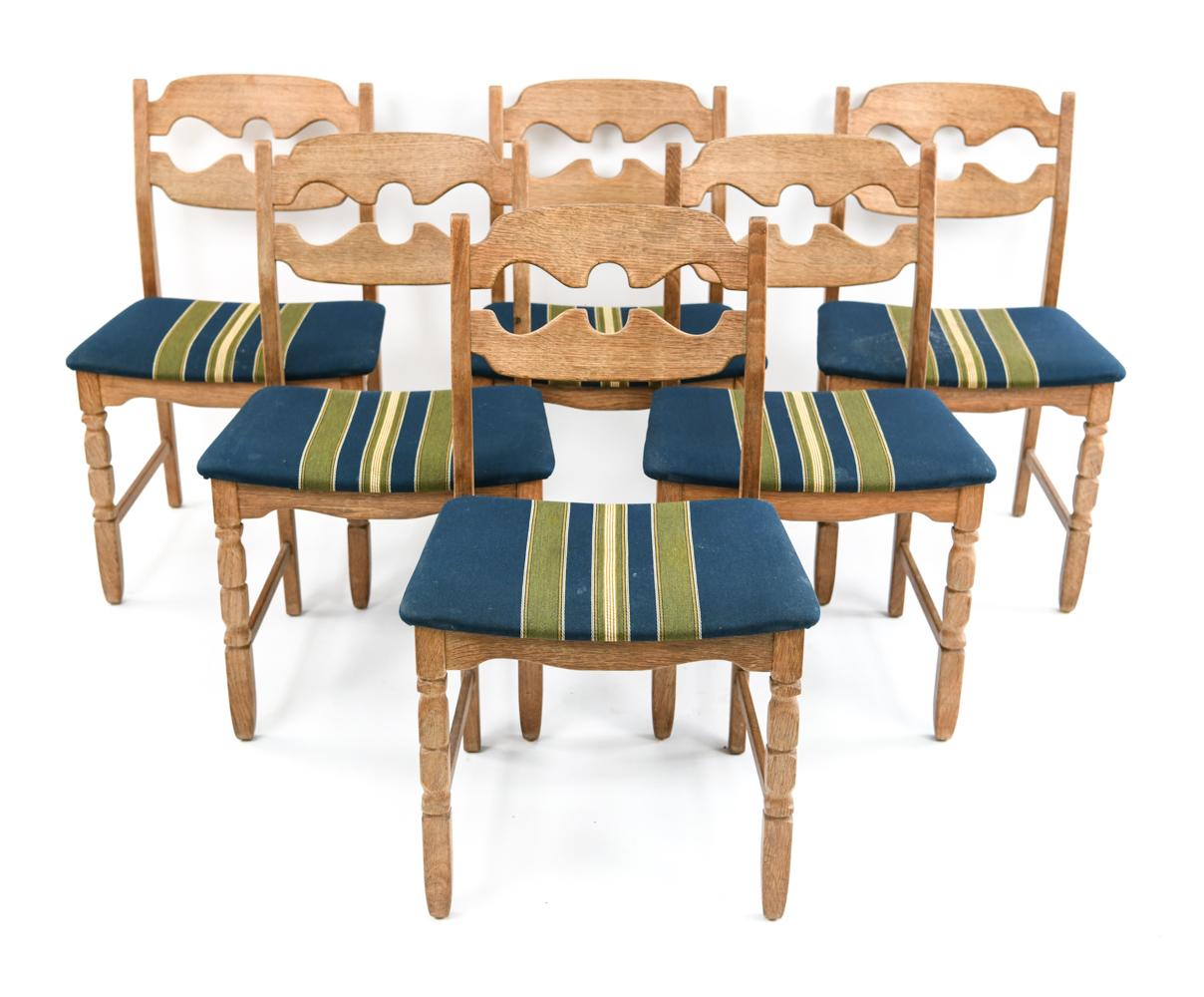 Mid-Century Modern Six Henning Kjærnulf Model Razorblade Dining Chairs
