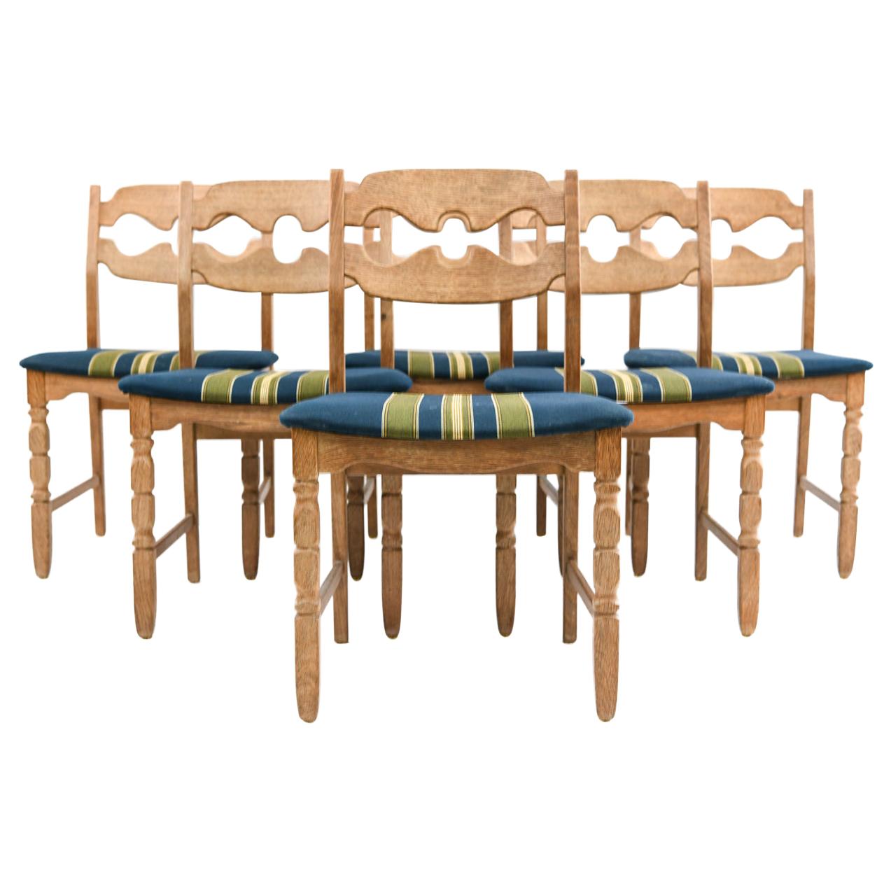 Six Henning Kjærnulf Model Razorblade Dining Chairs