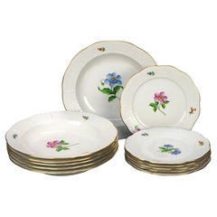 Six Herend Floral and Gilt Decorated Porcelain Bowls & Dessert Plates 20th C