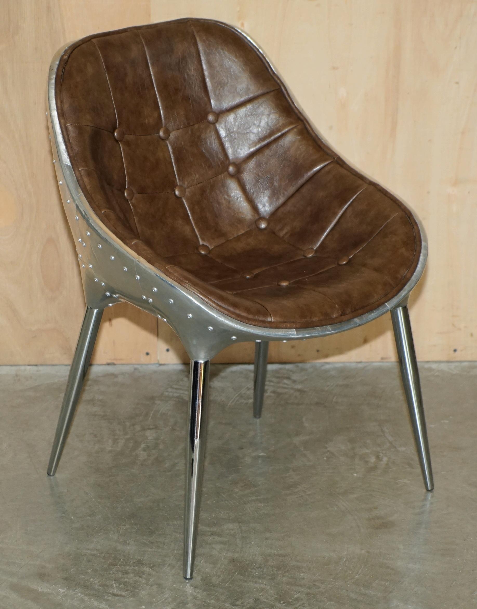 Royal House Antiques

Royal House Antiques is delighted to offer for sale this lovely suite of six hand dyed brown leather Chesterfield tufted aluminum aviator framed dining chairs 

Please note the delivery fee listed is just a guide, it covers