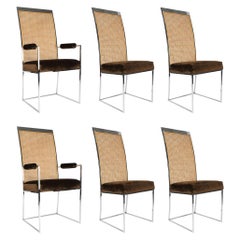 Six High Back Cane Dining Chairs by Milo Baughman for Thayer Coggin