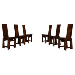 Seis sillas de comedor de respaldo alto al estilo de Giuseppe Rivadossi, Italia