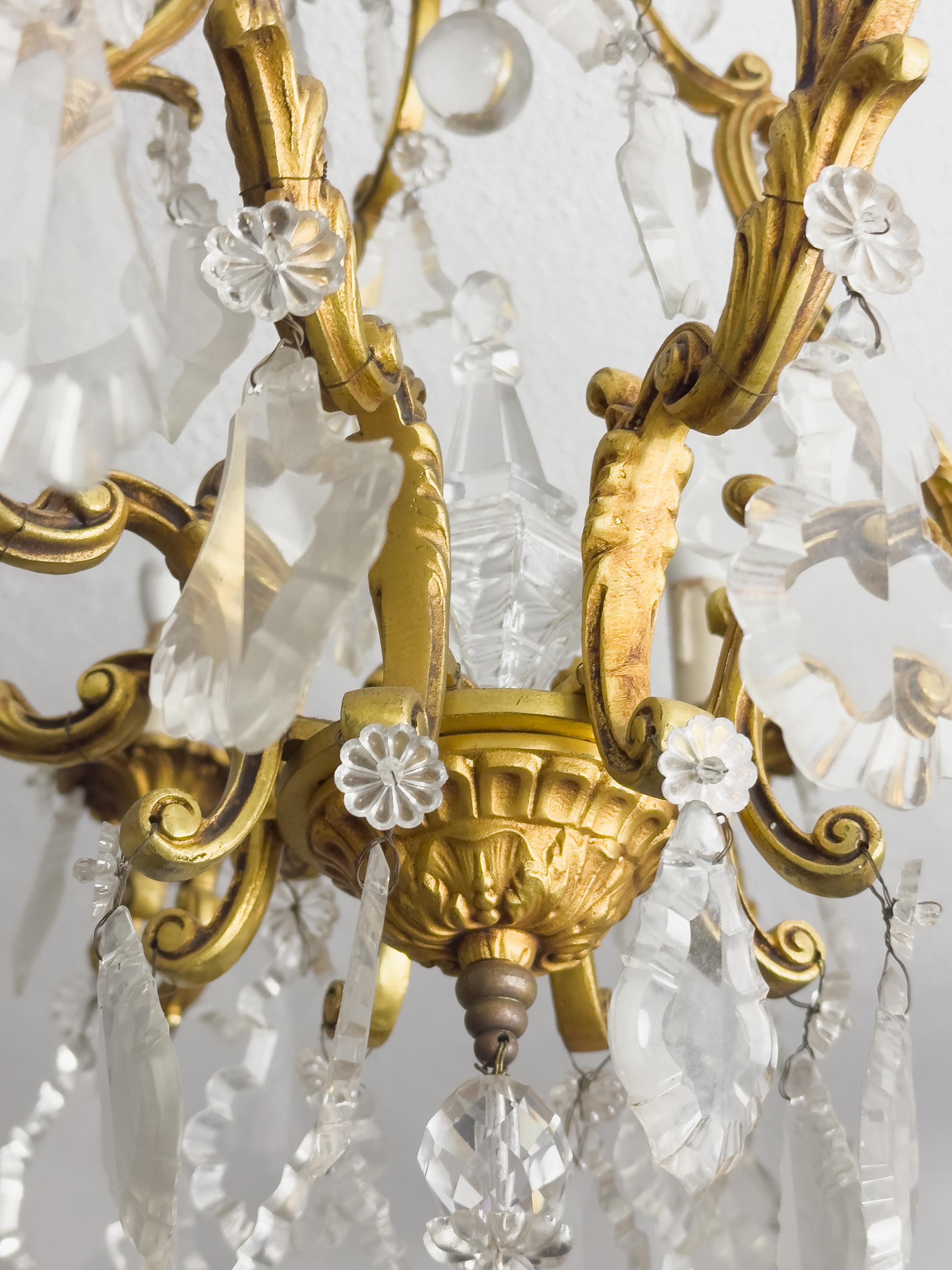 Lustre à six branches en cristal Louis XV, 19e siècle en vente 4