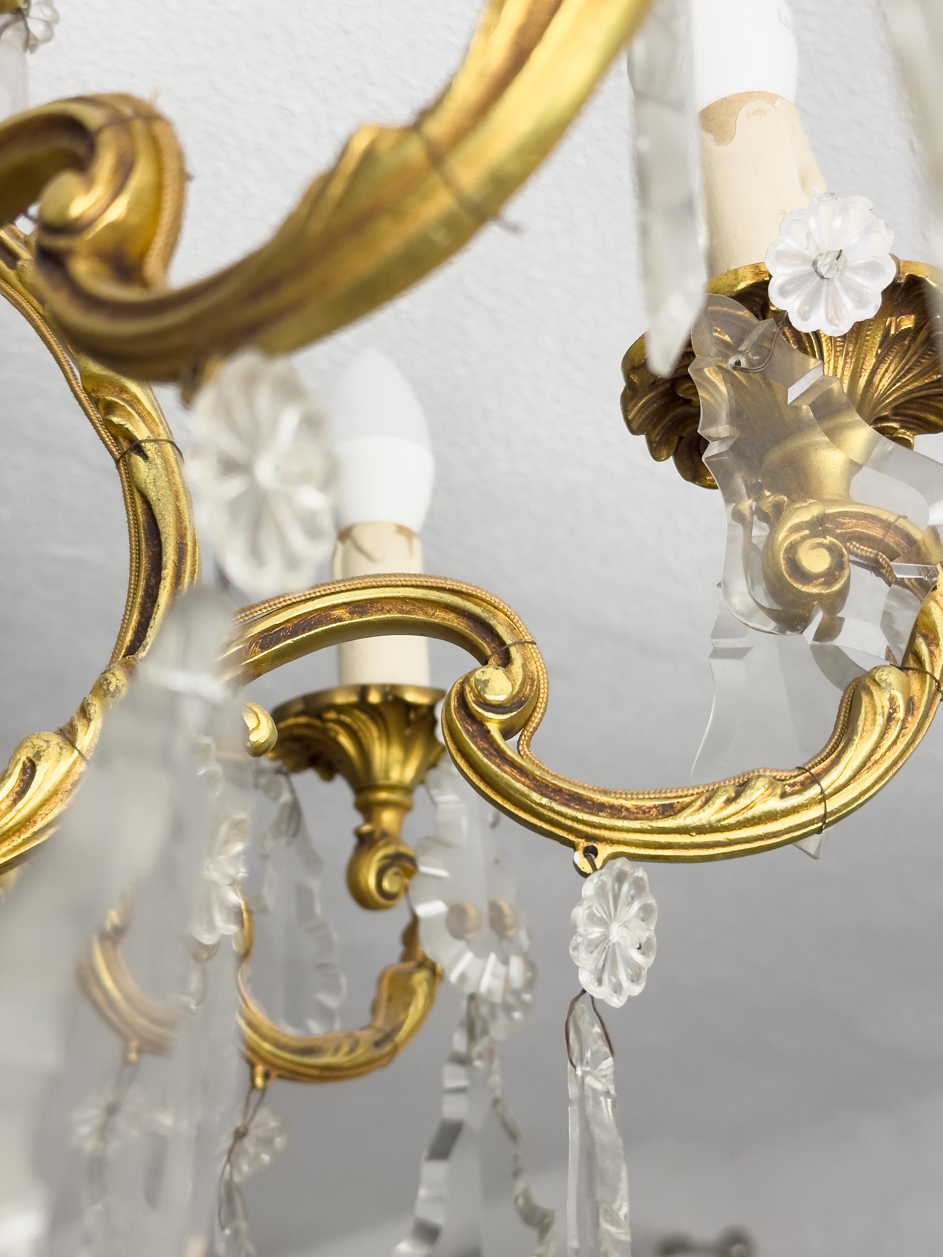 Lustre à six branches en cristal Louis XV, 19e siècle en vente 7