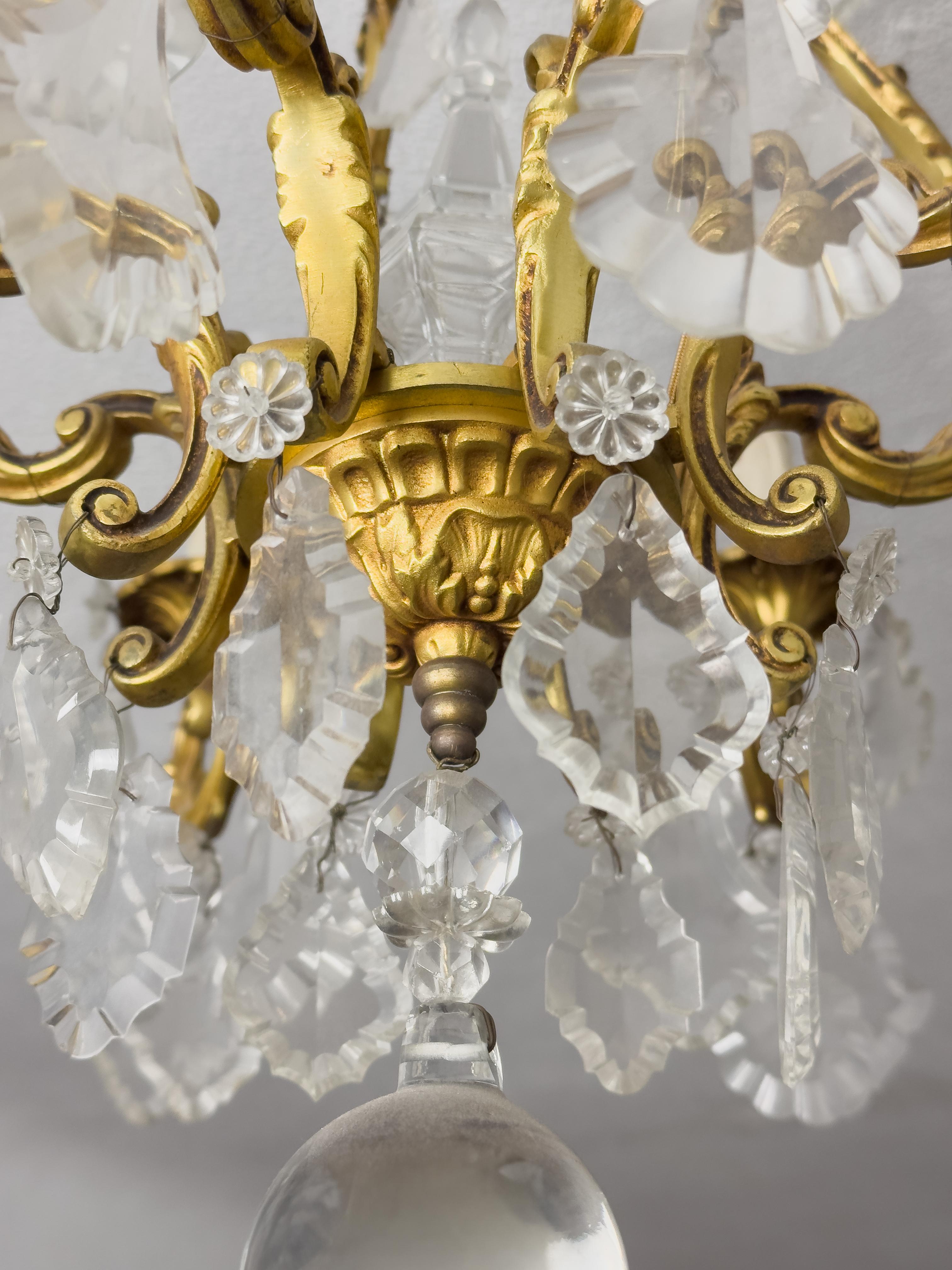 XIXe siècle Lustre à six branches en cristal Louis XV, 19e siècle en vente